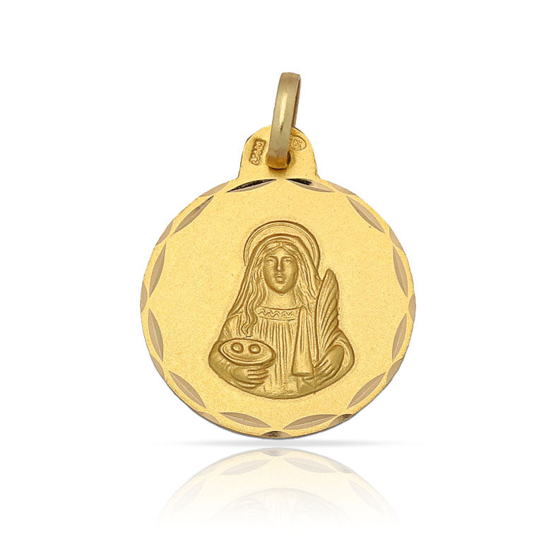 MEDALLA ORO 18KL SANTA LUCIA - 15MM - Peso: 1.65 gr 