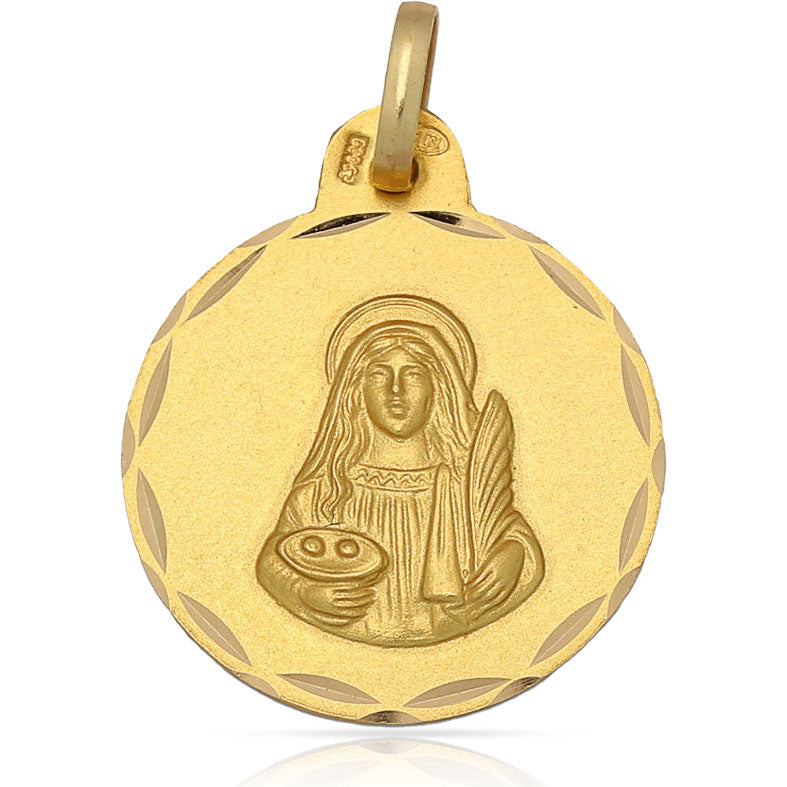 MEDALLA ORO 18KL SANTA LUCIA - 21MM - Peso: 3.00 gr 