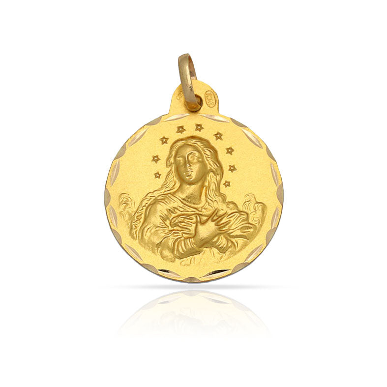 MEDALLA ORO 18KL V. DE LA PURISIMA - 15MM - Peso: 1.65 gr 