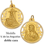 MEDALLA ORO 18KL V. DE LAS ANGUSTIAS + SAGRADO CORAZON - 28MM - Peso: 4.50 gr 