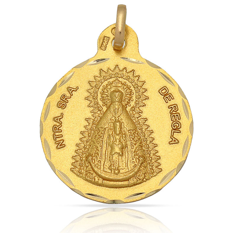 MEDALLA ORO 18KL VIRGEN DE REGLA- 21MM - Peso: 2.90 gr 
