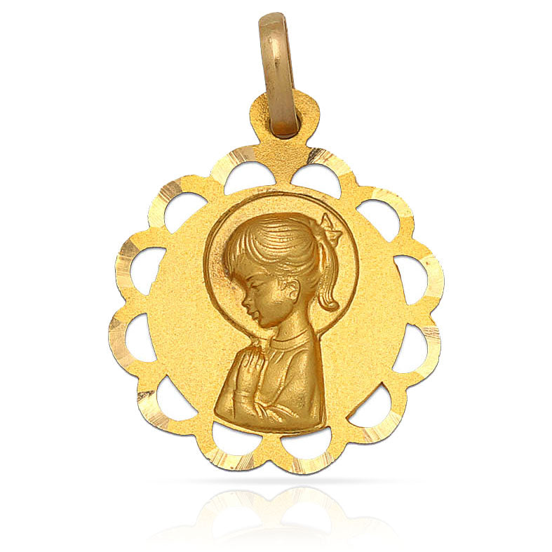 MEDALLA ORO 18KL VIRGEN NIÑA - 17MM - Peso: 1.55 gr 