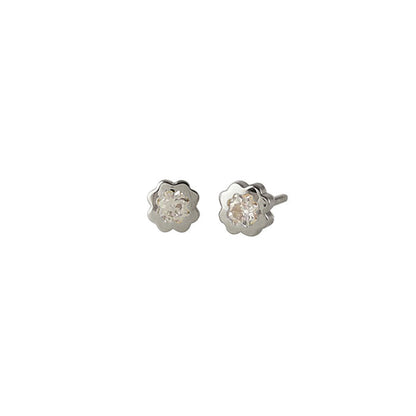 Pendientes Eles Niña Oro Blanco Trébol 61B2181/2