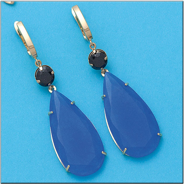PENDIENTES EN ORO DE 18KL ONIX AZUL 