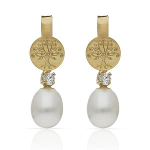 PENDIENTES ORO 18KL ARBOL DE LA VIDA + PERLAS