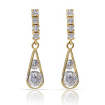 PENDIENTES ORO 18KL BARRA + LAGRIMA CIRCONITAS