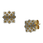 PENDIENTES ORO 18KL BICOLOR - 7X7MM