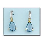 PENDIENTES ORO 18KL BICOLOR AGUA MARINA