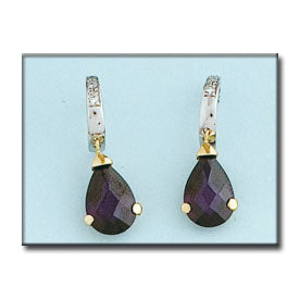 PENDIENTES ORO 18KL BICOLOR AMATISTA