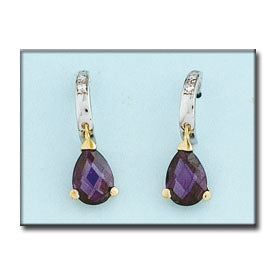 PENDIENTES ORO 18KL BICOLOR AMATISTA