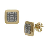 PENDIENTES ORO 18KL BICOLOR CUADRADOS - 8x8MM