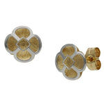 PENDIENTES ORO 18KL  BICOLOR FLOR - 8X8MM