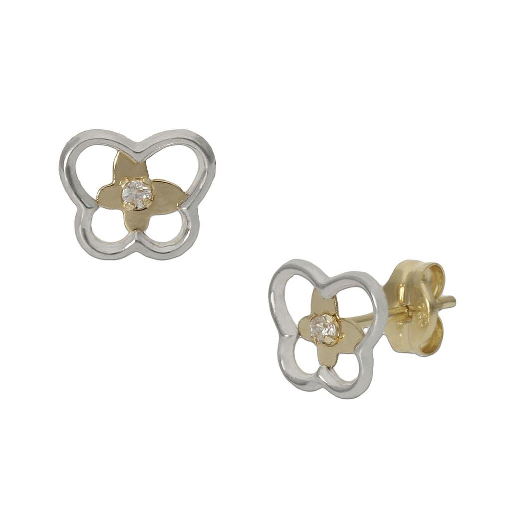 PENDIENTES ORO 18KL BICOLOR MARIPOSA - 8X7MM