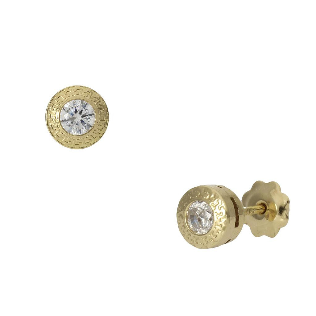 PENDIENTES ORO 18KL CHATON - 5MM - Cierre: Rosca 