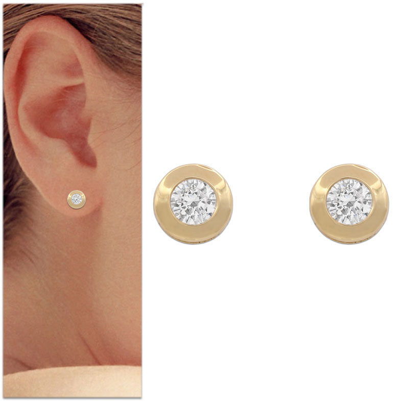 PENDIENTES ORO 18KL CHATON - 7MM - Cierre: Rosca 