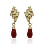 PENDIENTES ORO 18KL CORAL SINTETICO