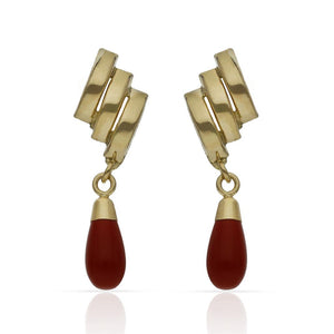 PENDIENTES ORO 18KL CORAL SINTETICO