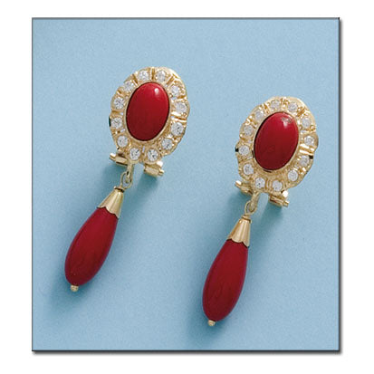 PENDIENTES ORO 18KL CORAL SINTETICO