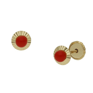PENDIENTES ORO 18KL CORAL SINTETICO - 5MM