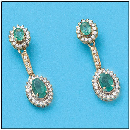 PENDIENTES ORO 18KL ESMERALDA FINA