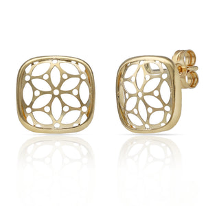 PENDIENTES ORO 18KL FLOR CALADA - 10.50x10.50MM