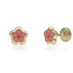 PENDIENTES ORO 18KL FLOR ESMALTADA - 6MM