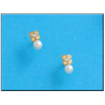 PENDIENTES ORO 18KL FLOR + PERLAS