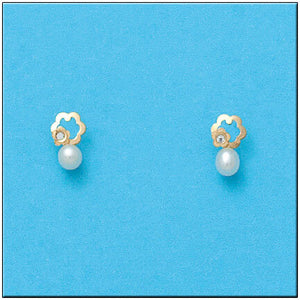 PENDIENTES ORO 18KL FLOR + PERLAS