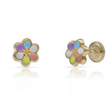 PENDIENTES ORO 18KL FLORES PETALOS ESMALTADOS - 6.50MM