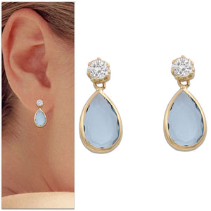 PENDIENTES ORO 18KL LAGRIMA AGUA MARINA
