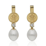 PENDIENTES ORO 18KL MANO DE FATIMA + PERLAS