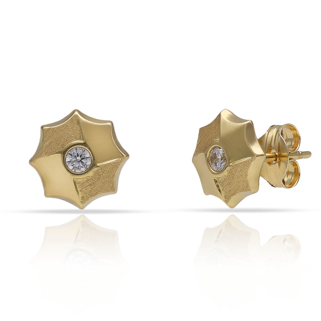 PENDIENTES ORO 18KL OCTOGONO CIRCONITAS - 8MM