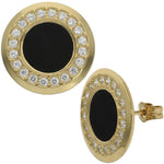 PENDIENTES ORO 18KL ONIX + CIRCONITAS - 15MM