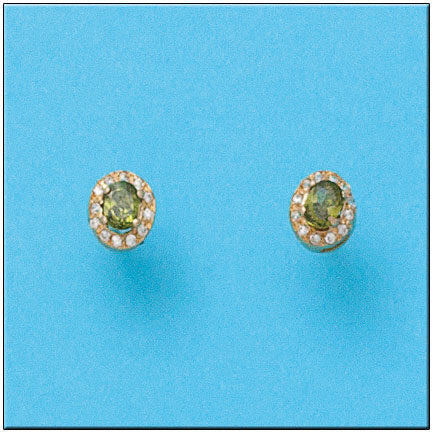 PENDIENTES ORO 18KL OVAL COLOR OLIVINA