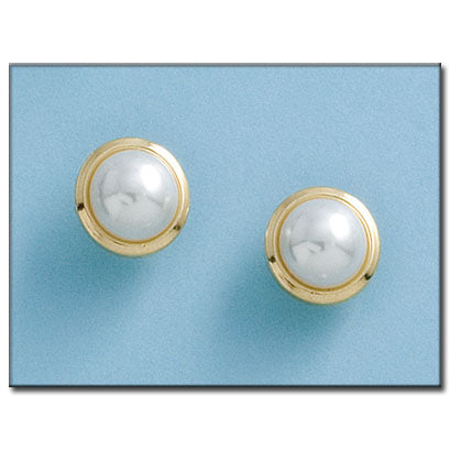 PENDIENTES ORO 18KL PERLAS + CERCO - 10.50MM