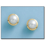 PENDIENTES ORO 18KL PERLAS + CERCO - 10.50MM
