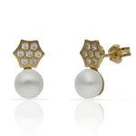 PENDIENTES ORO 18KL PERLAS + CIRCONITAS
