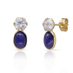 PENDIENTES ORO 18KL PIEDRA VIOLETA MILKY + CIRCONITAS - 5.50x12MM