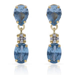PENDIENTES ORO 18KL PIEDRAS AGUA + CIRCONITAS - 5x20MM