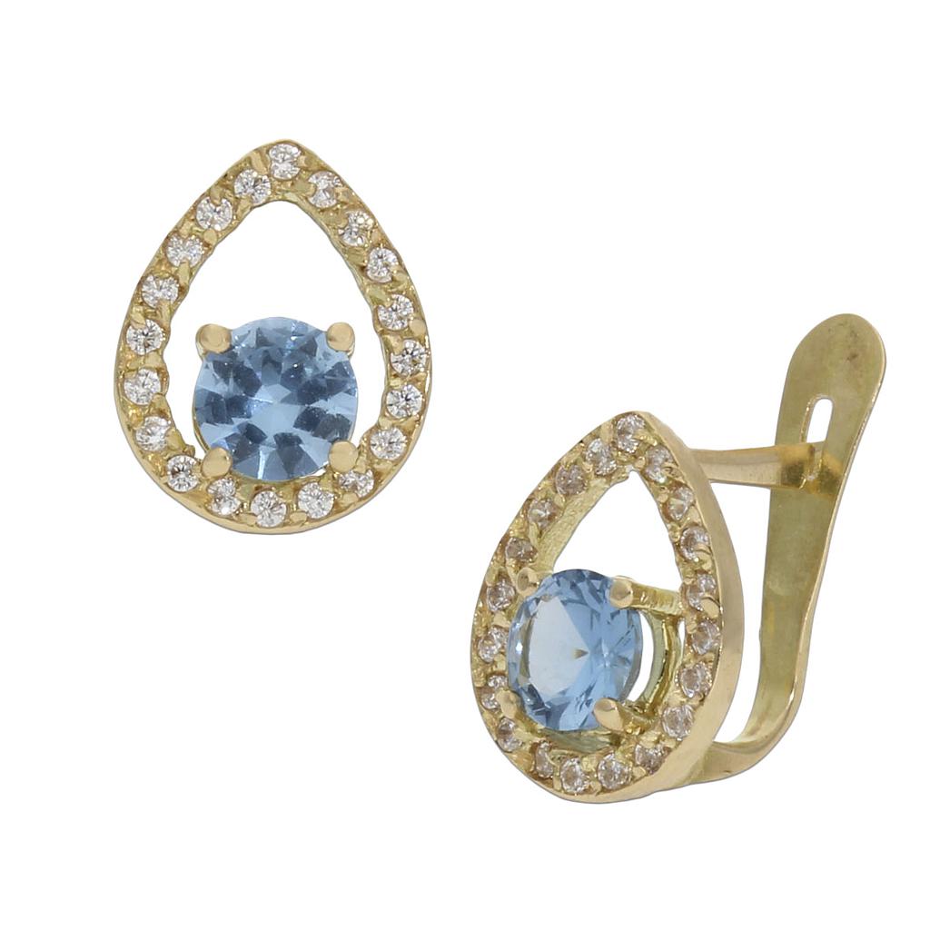 PENDIENTES ORO 18KL PIEDRAS AZUL