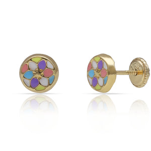 PENDIENTES ORO 18KL REDONDOS ESMALTADOS - 6MM