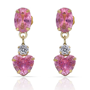 PENDIENTES ORO 18KL ROSA DE FRANCIA CORAZON - 6.50x20MM