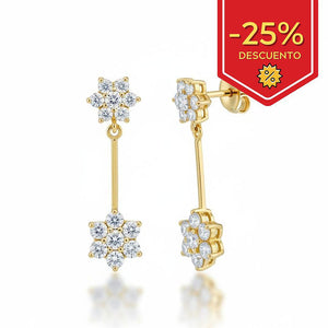 PENDIENTES ORO 18KL ROSETON + CIRCONITAS