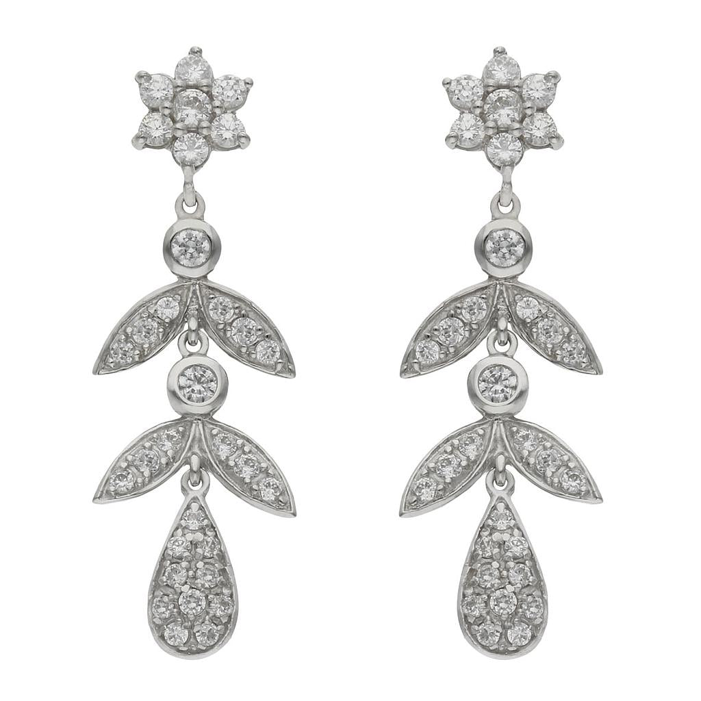 PENDIENTES ORO BLANCO 18KL CIRCONITAS - 13x40MM