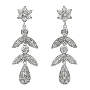 PENDIENTES ORO BLANCO 18KL CIRCONITAS - 13x40MM