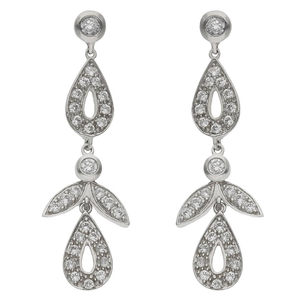 PENDIENTES ORO BLANCO 18KL CIRCONITAS - 13x42MM