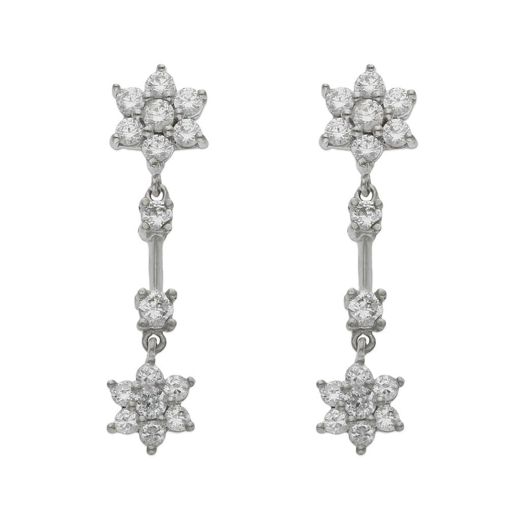 PENDIENTES ORO BLANCO 18KL CIRCONITAS - 8x32MM