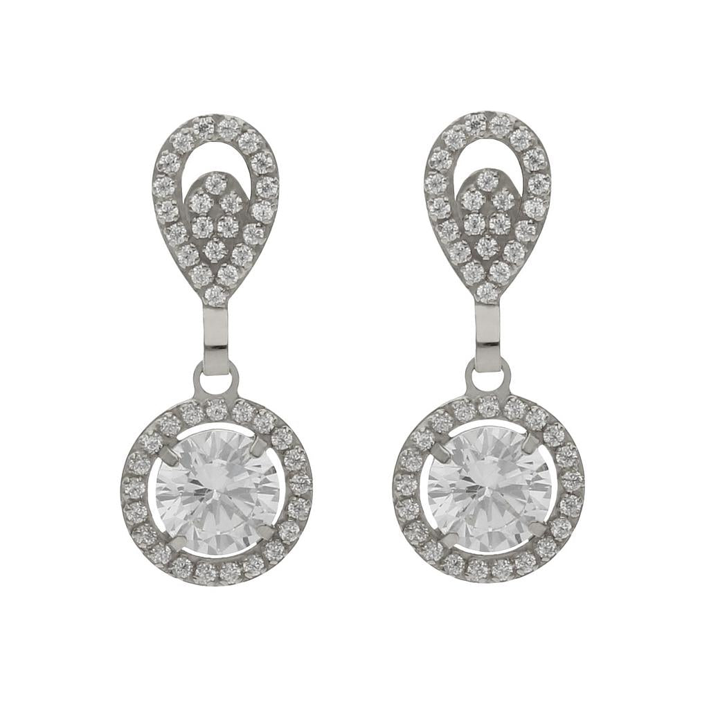 PENDIENTES ORO BLANCO 18KL CIRCONITAS - 9x22MM
