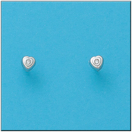 PENDIENTES ORO BLANCO 18KL CORAZON