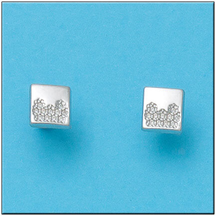 PENDIENTES ORO BLANCO 18KL CUADRADOS